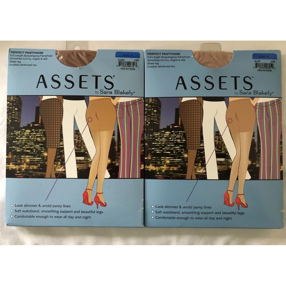 ASSETS Sara Blakely Bodyshaping Pantyhose Lot of 2  Nude & Buff  Size 4